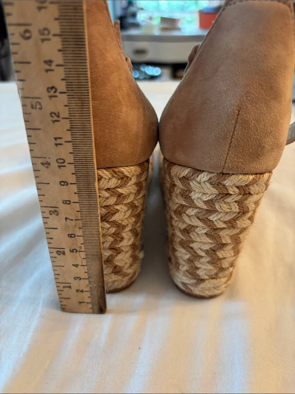 Women's Tan Suede Ankle-Strap Wedge Sandals